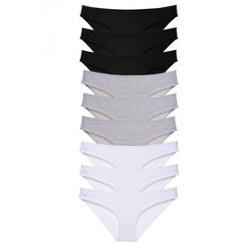 Royaleks 9 Adet Siyah Gri Beyaz Süper Eko Set Likralı Kadın Slip Külot