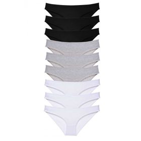 Royaleks 9 Adet Siyah Gri Beyaz Süper Eko Set Likralı Kadın Slip Külot