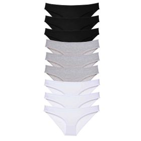 Royaleks 9 Adet Siyah Gri Beyaz Süper Eko Set Likralı Kadın Slip Külot