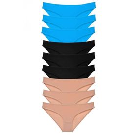 Royaleks 9 Adet Siyah Ten Mavi Süper Eko Set Likralı Kadın Slip Külot