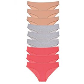 Royaleks 9 Adet Ten Gri Fuşya Süper Eko Set Likralı Kadın Slip Külot