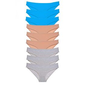 Royaleks 9 Adet Ten Gri Mavi Süper Eko Set Likralı Kadın Slip Külot