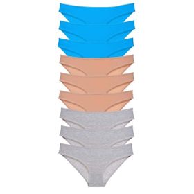Royaleks 9 Adet Ten Gri Mavi Süper Eko Set Likralı Kadın Slip Külot