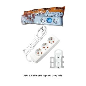 Royaleks AST303 3 mt 3'lü Askı Aparatlı Topraklı Grup Priz