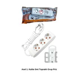Royaleks AST305 5 mt 3'lü Askı Aparatlı Topraklı Grup Priz