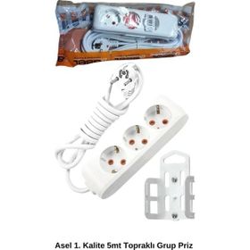 Royaleks AST305 5 mt 3'lü Askı Aparatlı Topraklı Grup Priz