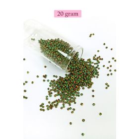 Royaleks BNC006 11/0 2 mm 20 gr Yeşil Sarı Çizgili Dökme Cam Kum Boncuk