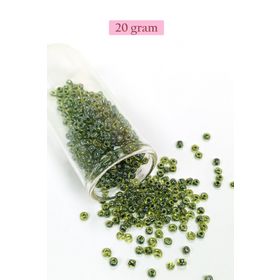 Royaleks BNC171 8/0 3 mm 20 gr Şeffaf Alacalı Yeşil Dökme Cam Kum Boncuk