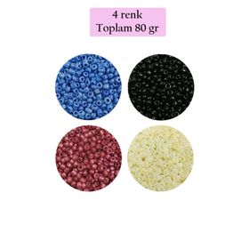 Royaleks BNC401 11/0 2 mm 4 Renk 80 gr Dökme Cam Kum Boncuk