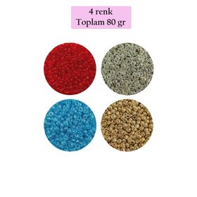 Royaleks BNC404 11/0 2 mm 4 Renk 80 gr Dökme Cam Kum Boncuk