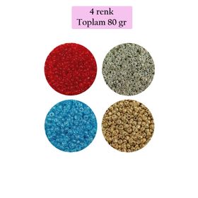 Royaleks BNC404 11/0 2 mm 4 Renk 80 gr Dökme Cam Kum Boncuk