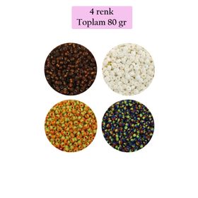 Royaleks BNC406 11/0 2 mm 4 Renk 80 gr Dökme Cam Kum Boncuk