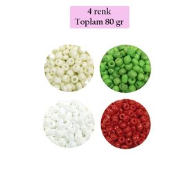 Royaleks BNC407 6/0 4 mm 4 Renk 80 gr Büyük Boy Dökme Cam Kum Boncuk
