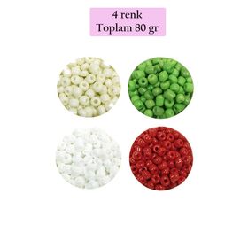 Royaleks BNC407 6/0 4 mm 4 Renk 80 gr Büyük Boy Dökme Cam Kum Boncuk