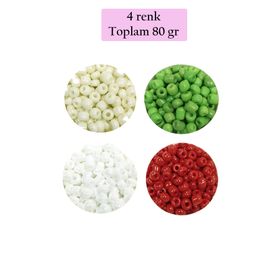 Royaleks BNC407 6/0 4 mm 4 Renk 80 gr Büyük Boy Dökme Cam Kum Boncuk