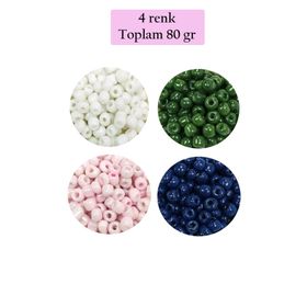 Royaleks BNC408 6/0 4 mm 4 Renk 80 gr Büyük Boy Dökme Cam Kum Boncuk