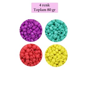 Royaleks BNC411 6/0 4 mm 4 Renk 80 gr Büyük Boy Dökme Cam Kum Boncuk