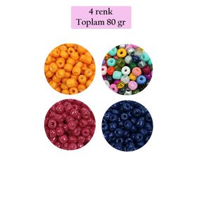Royaleks BNC413 6/0 4 mm 4 Renk 80 gr Büyük Boy Dökme Cam Kum Boncuk