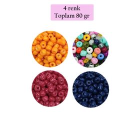Royaleks BNC413 6/0 4 mm 4 Renk 80 gr Büyük Boy Dökme Cam Kum Boncuk