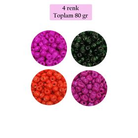 Royaleks BNC414 6/0 4 mm 4 Renk 80 gr Büyük Boy Dökme Cam Kum Boncuk
