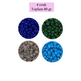 Royaleks BNC415 80 gr 6/0 4 mm 4 Renk Büyük Boy Dökme Cam Kum Boncuk