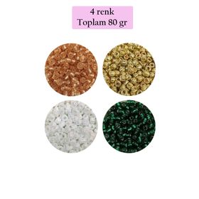 Royaleks BNC416 8/0 3 mm 4 Renk Toplam 80 gr Dökme Cam Kum Boncuk