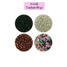 Royaleks BNC419 8/0 3 mm 4 Renk Toplam 80 gr Dökme Cam Kum Boncuk