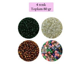 Royaleks BNC419 8/0 3 mm 4 Renk Toplam 80 gr Dökme Cam Kum Boncuk