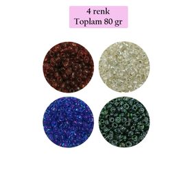 Royaleks BNC420 8/0 3 mm 4 Renk Toplam 80 gr Dökme Cam Kum Boncuk