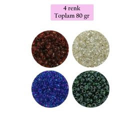 Royaleks BNC420 8/0 3 mm 4 Renk Toplam 80 gr Dökme Cam Kum Boncuk