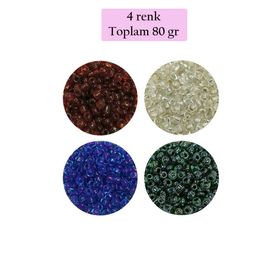Royaleks BNC420 8/0 3 mm 4 Renk Toplam 80 gr Dökme Cam Kum Boncuk