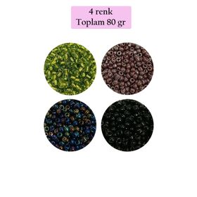 Royaleks BNC422 8/0 3 mm 4 Renk Toplam 80 gr Dökme Cam Kum Boncuk