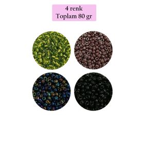 Royaleks BNC422 8/0 3 mm 4 Renk Toplam 80 gr Dökme Cam Kum Boncuk