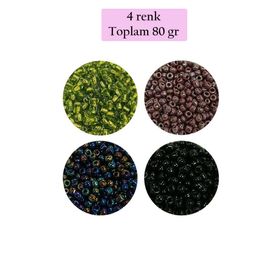 Royaleks BNC422 8/0 3 mm 4 Renk Toplam 80 gr Dökme Cam Kum Boncuk