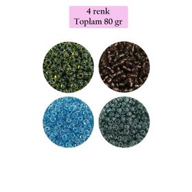 Royaleks BNC423 8/0 3 mm 4 Renk Toplam 80 gr Dökme Cam Kum Boncuk