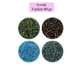 Royaleks BNC423 8/0 3 mm 4 Renk Toplam 80 gr Dökme Cam Kum Boncuk