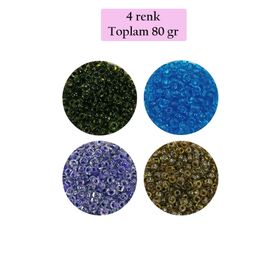 Royaleks BNC425 8/0 3 mm 4 Renk Toplam 80 gr Dökme Cam Kum Boncuk