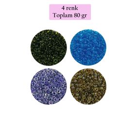 Royaleks BNC425 8/0 3 mm 4 Renk Toplam 80 gr Dökme Cam Kum Boncuk