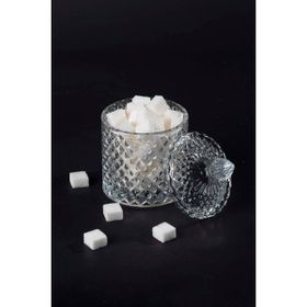 Royaleks RYL-HMCM1010 Kristal 8x8 cm Desen Noktalı Işleme Kapaklı Çay Sunum Şekerlik