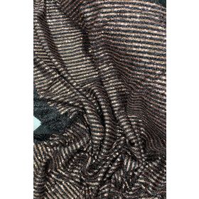 Royaleks RYL-MNF3003-02 Abiye Nişan Düğün Siyah Bakır Sakallı Çizgili Pullu Payet Kumaş