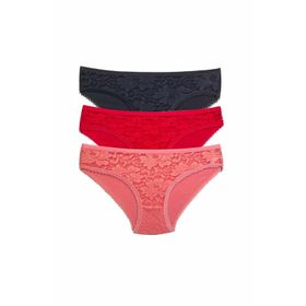 Royaleks S81 3 Adet Önü Dantelli Transparan Kadın Slip Külot