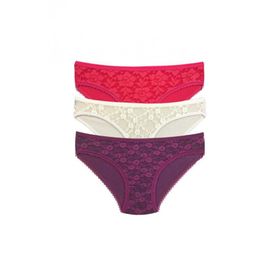 Royaleks S85 3 Adet Önü Dantelli Transparan Kadın Slip Külot