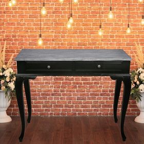 Roys Ahşap 100 cm Çekmeceli Siyah Üstü Masif Eskitme Dresuar