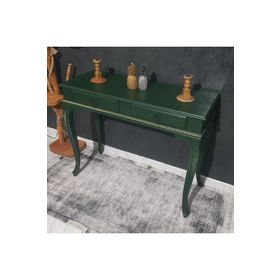 Roys Ahsap 100 cm Koyu Yeşil Eskitme Oymalı Çekmeceli Ahşap Dresuar