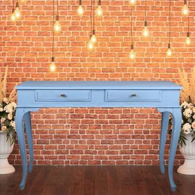 Roys Ahşap 120 cm Çekmeceli Açık Mavi Eskitme Dresuar
