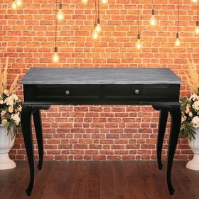 Roys Ahşap 120 cm Çekmeceli Siyah Üstü Masif Eskitme Dresuar