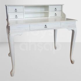 Roys Ahşap 5216 Eskitme 110x70 cm Çekmeceli Lükens Raflı Beyaz Ofis Çalışma Masası
