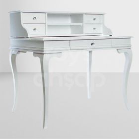 Roys Ahşap 5232 Çekmeceli 110 cm Rustik Raflı Beyaz Ofis Çalışma Masası