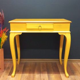 Roys Ahşap 80 cm Çekmeceli Koyu Sarı Eskitme Dresuar