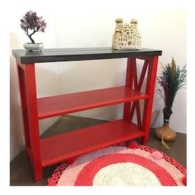 Roys Ahşap 80 cm Kırmızı Siyah Masif Dresuar